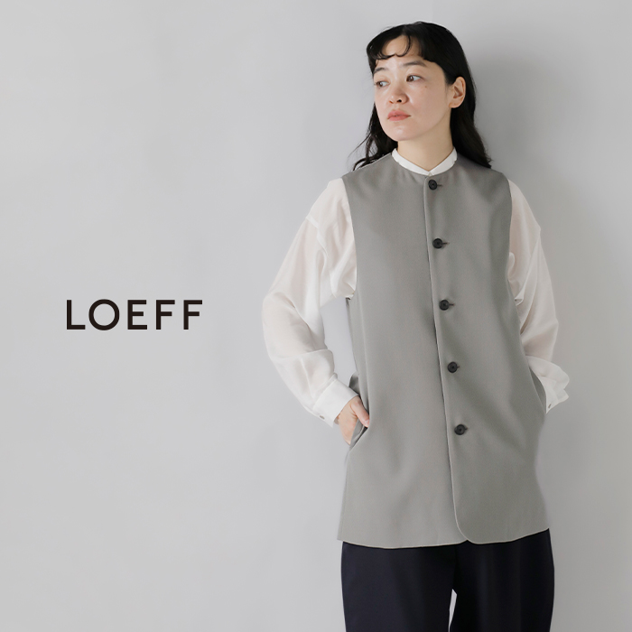 LOEFF(ロエフ)ウールギャバクルーネックベスト8825-209-0133