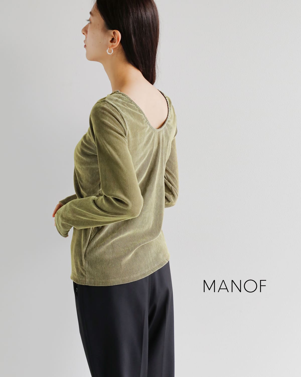 MANOF(マノフ)チュール フロッキー ストライプ トップス 89105-104289105-1042