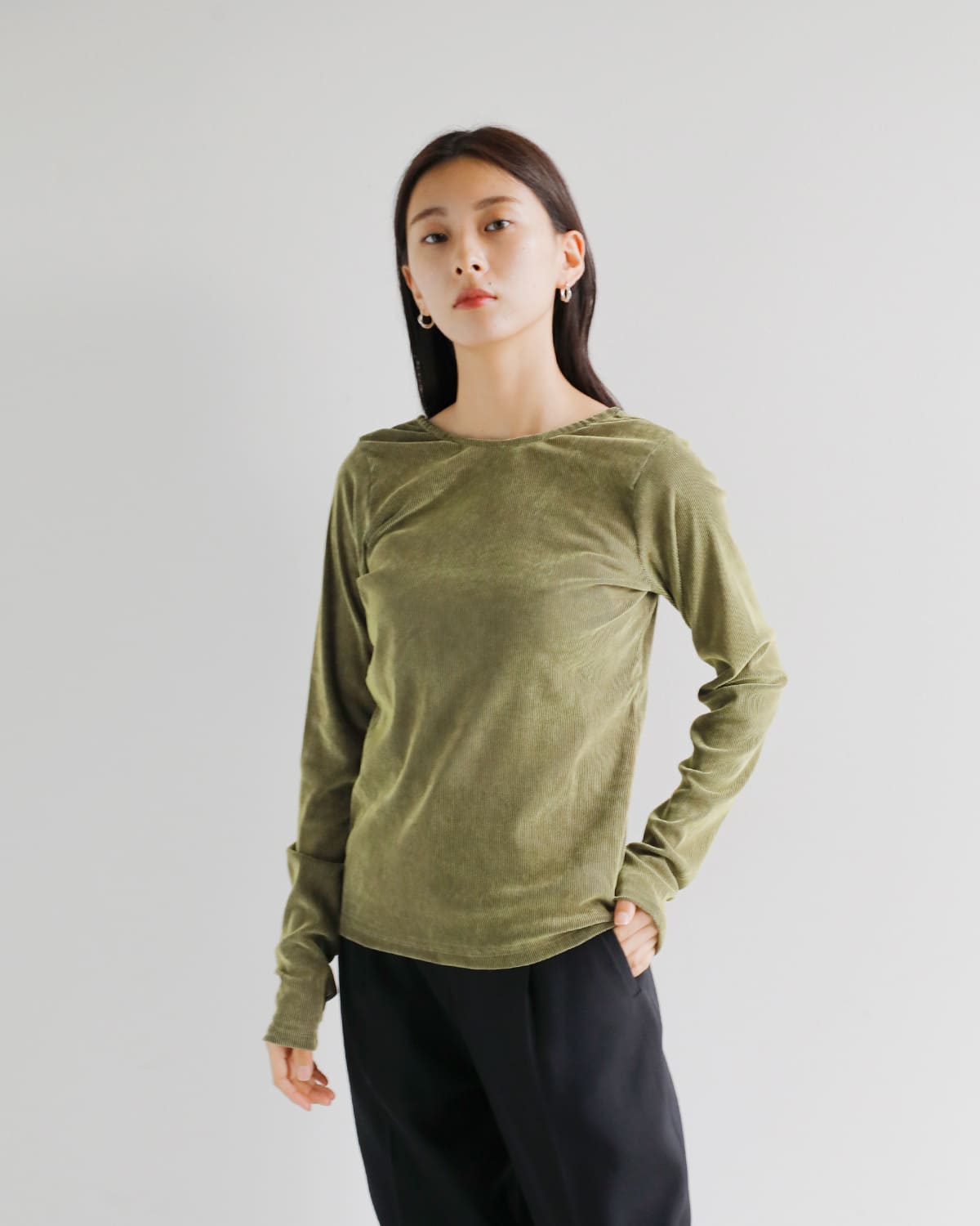 MANOF(マノフ)チュールフロッキーストライプトップス89105-1042 89105-1042