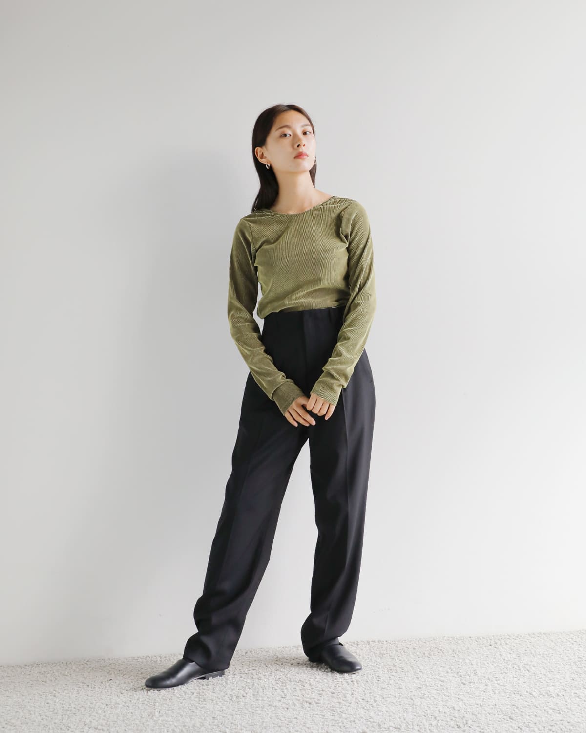 MANOF(マノフ)チュールフロッキーストライプトップス89105-1042 89105-1042