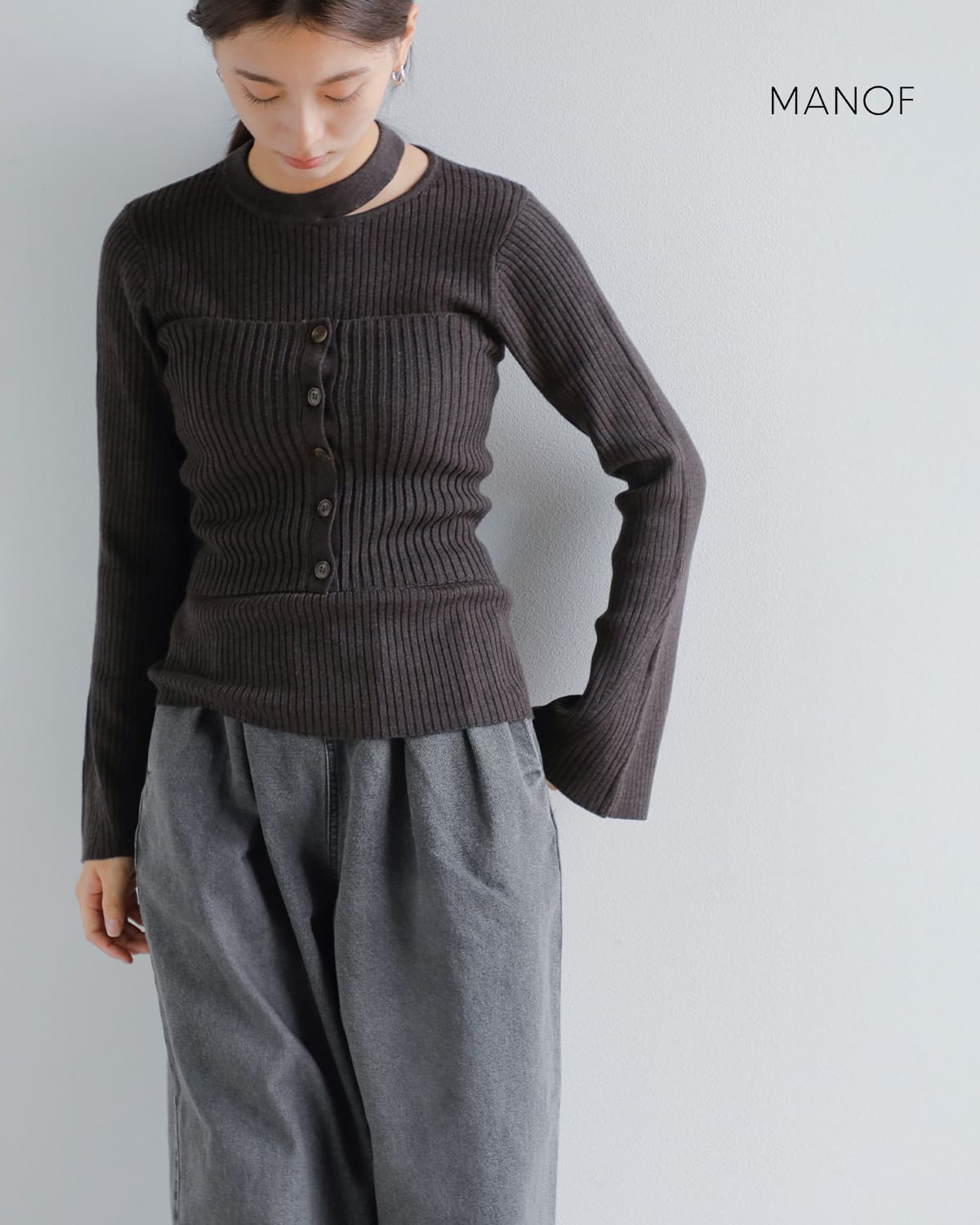 MANOF(マノフ)ビスチェセット リブ ニット プルオーバー89106-2062