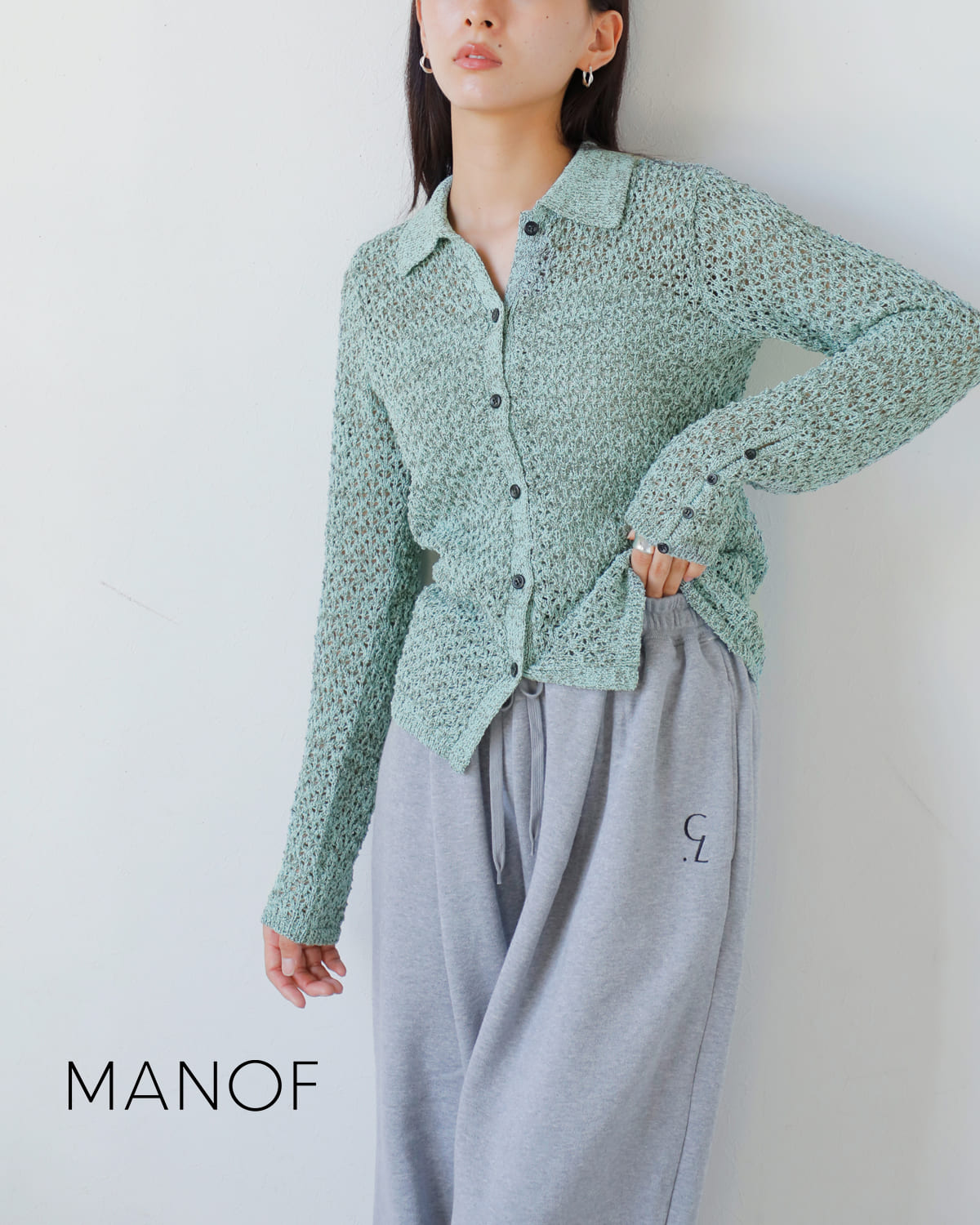 MANOF(マノフ)オープンワーク ニット カーディガン 89106-219289106-2192