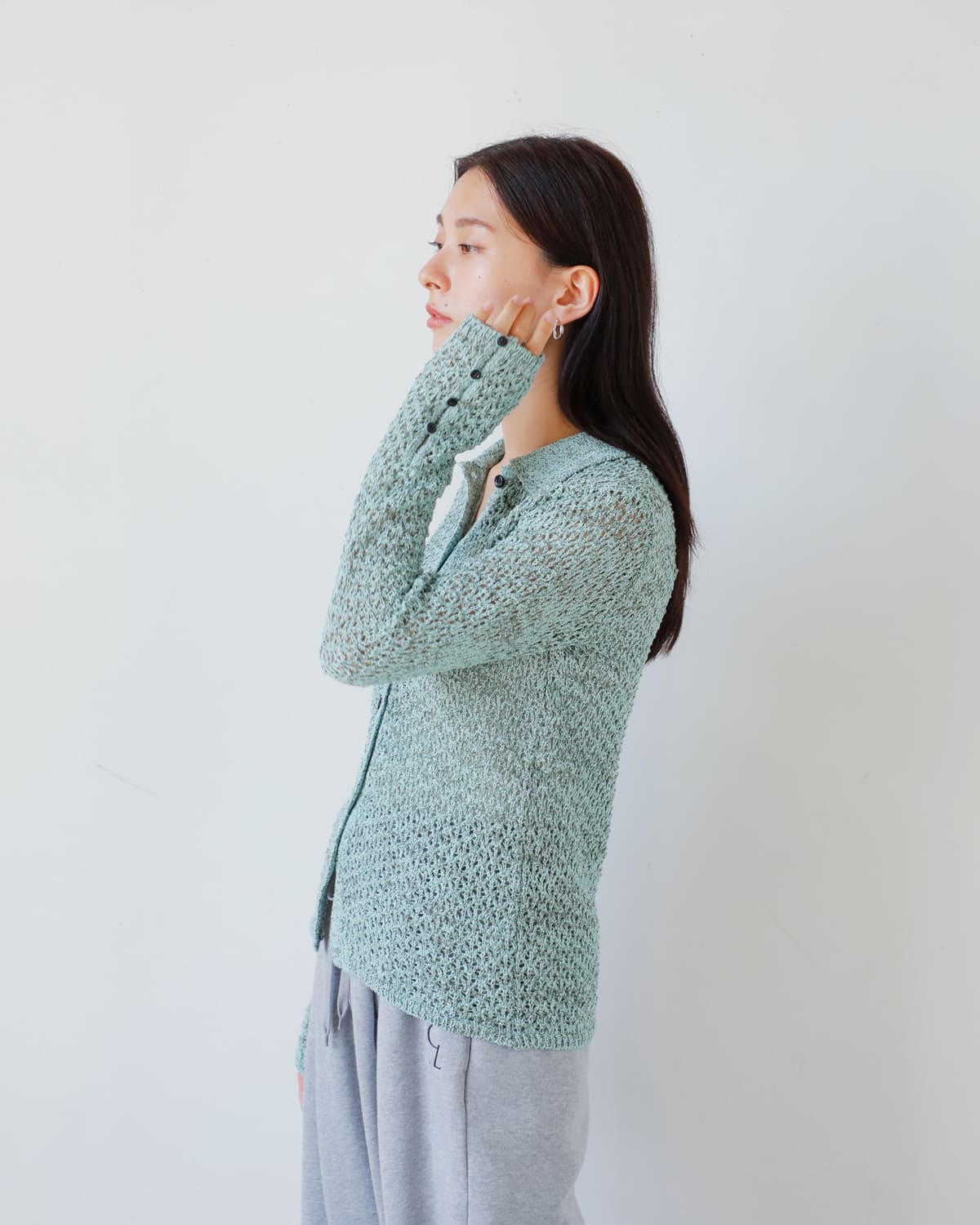 MANOF(マノフ)オープンワークニットカーディガン89106-2192 89106-2192