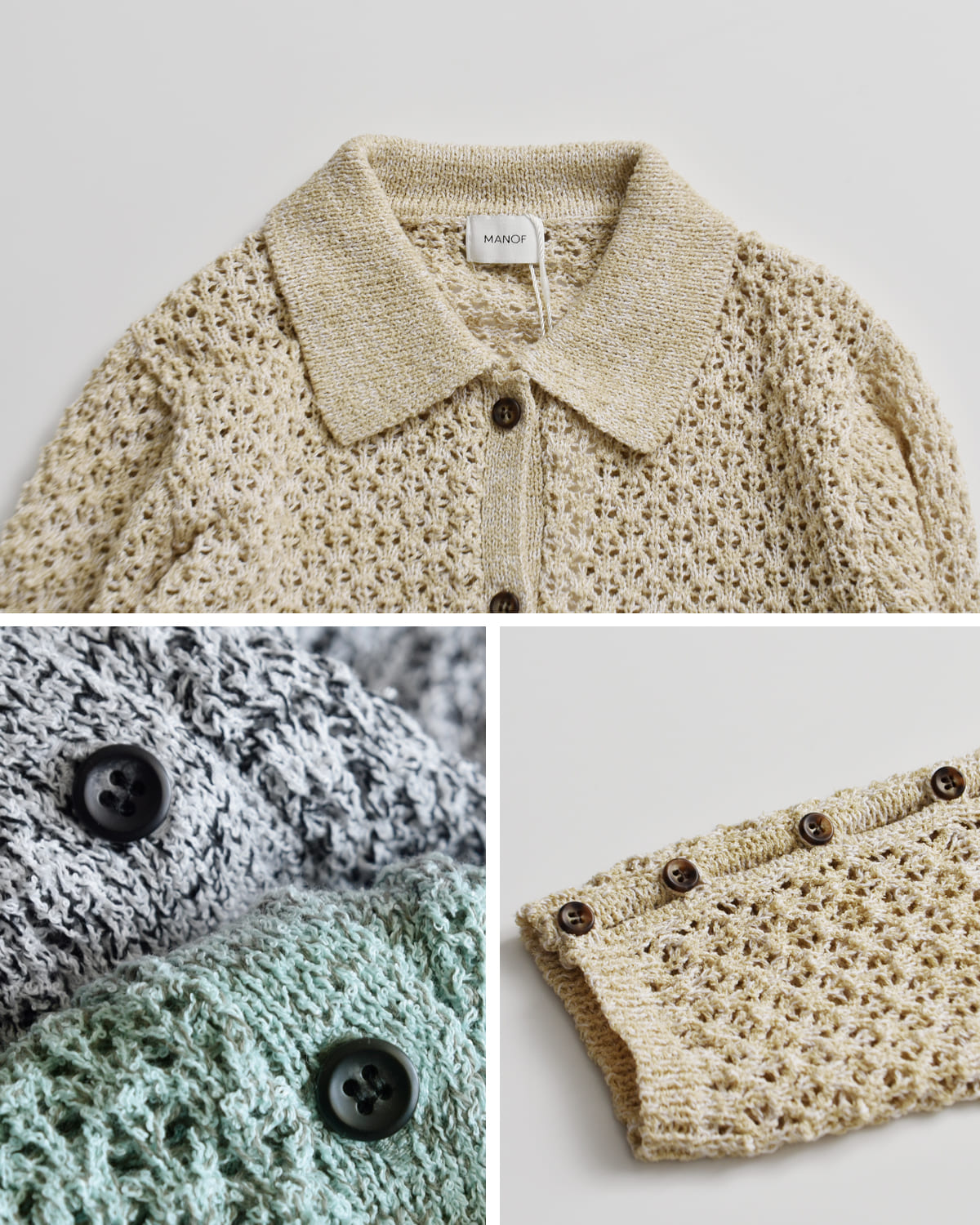 MANOF(マノフ)オープンワークニットカーディガン89106-2192 89106-2192