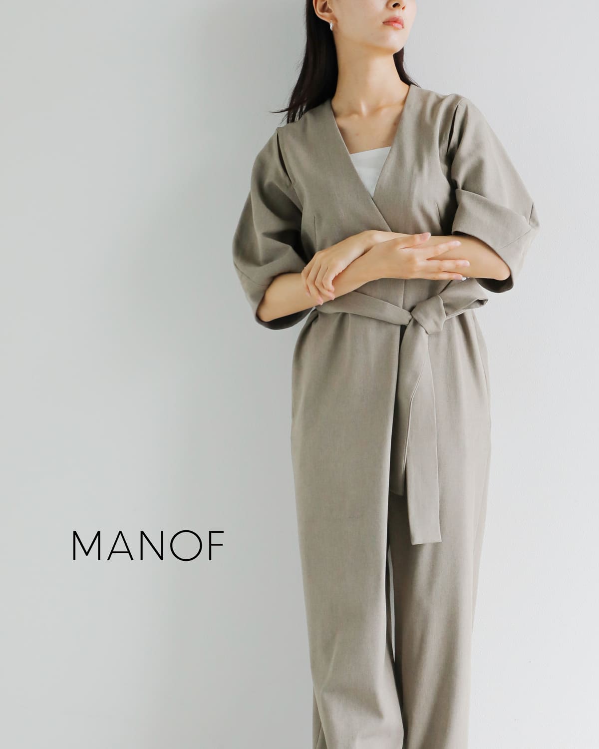 MANOF(マノフ)スリット ハーフスリーブ オールインワン89112-5042