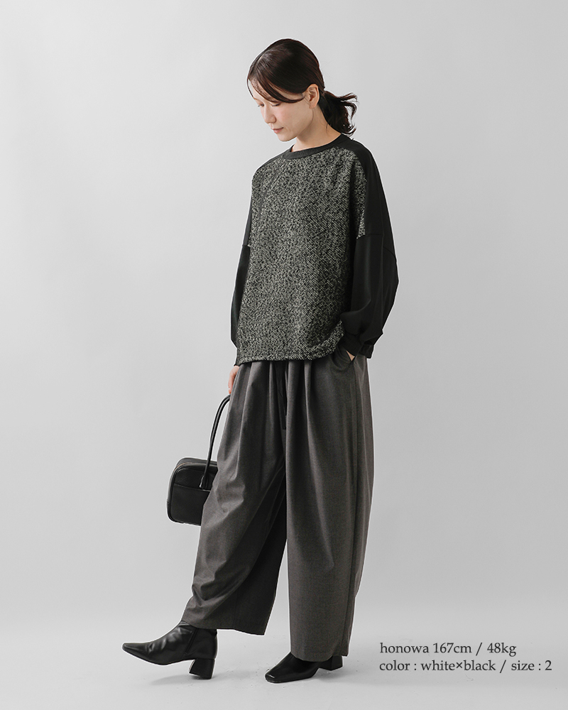 Squady(スカディ)起毛ツイード切替プルオーバー904-3857