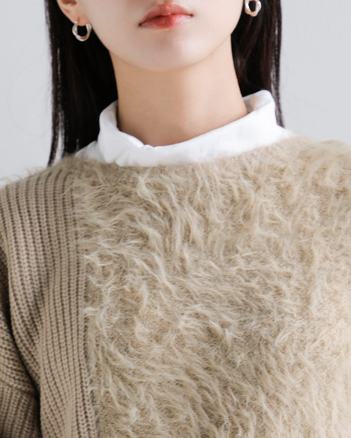 CHIGNON(シニヨン)編地MIXニットプルオーバー 9855-302jr