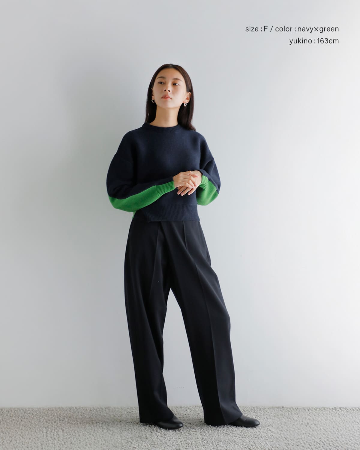 ANNUAL(アニュアル)ウールカシミヤバイカラークルーネックニットプルオーバー “Bi-Color Crew PO” a1205-317po02