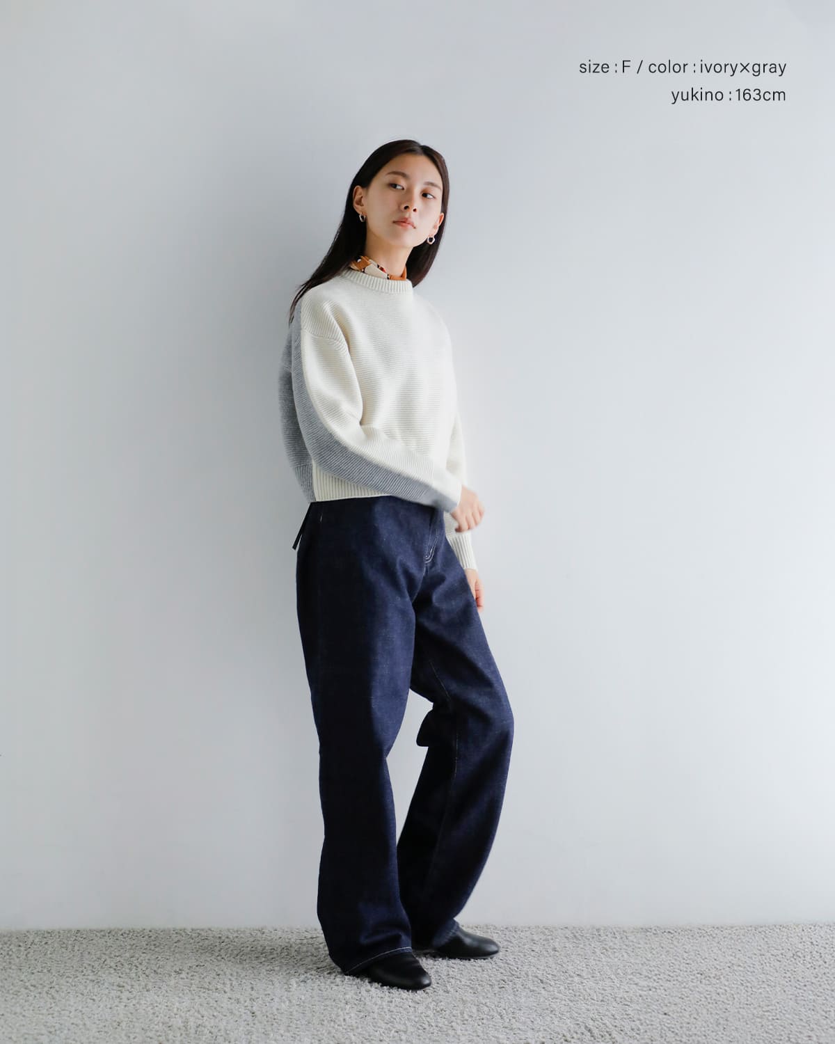 ANNUAL(アニュアル)ウールカシミヤバイカラークルーネックニットプルオーバー “Bi-Color Crew PO” a1205-317po02