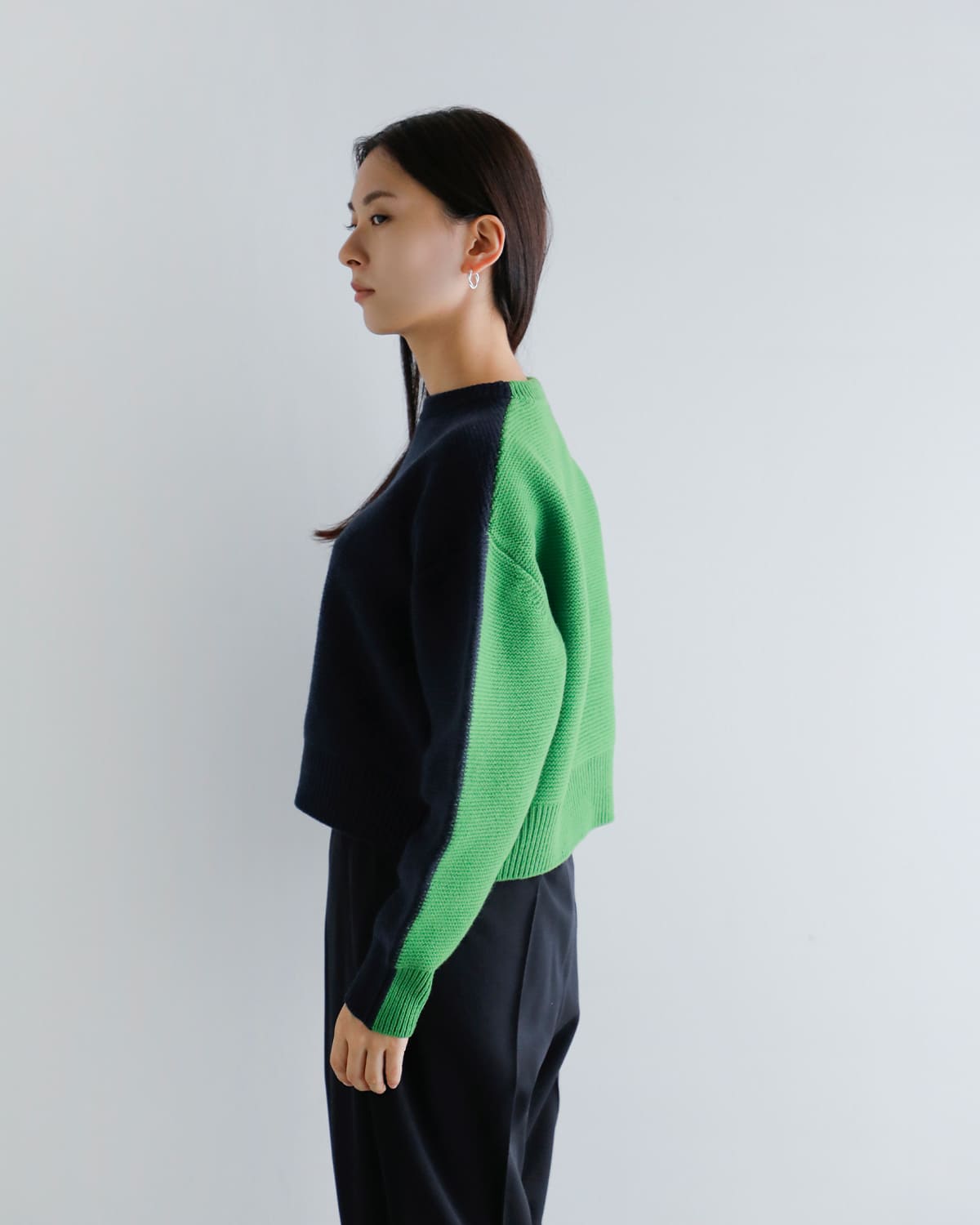 ANNUAL(アニュアル)ウールカシミヤバイカラークルーネックニットプルオーバー “Bi-Color Crew PO” a1205-317po02