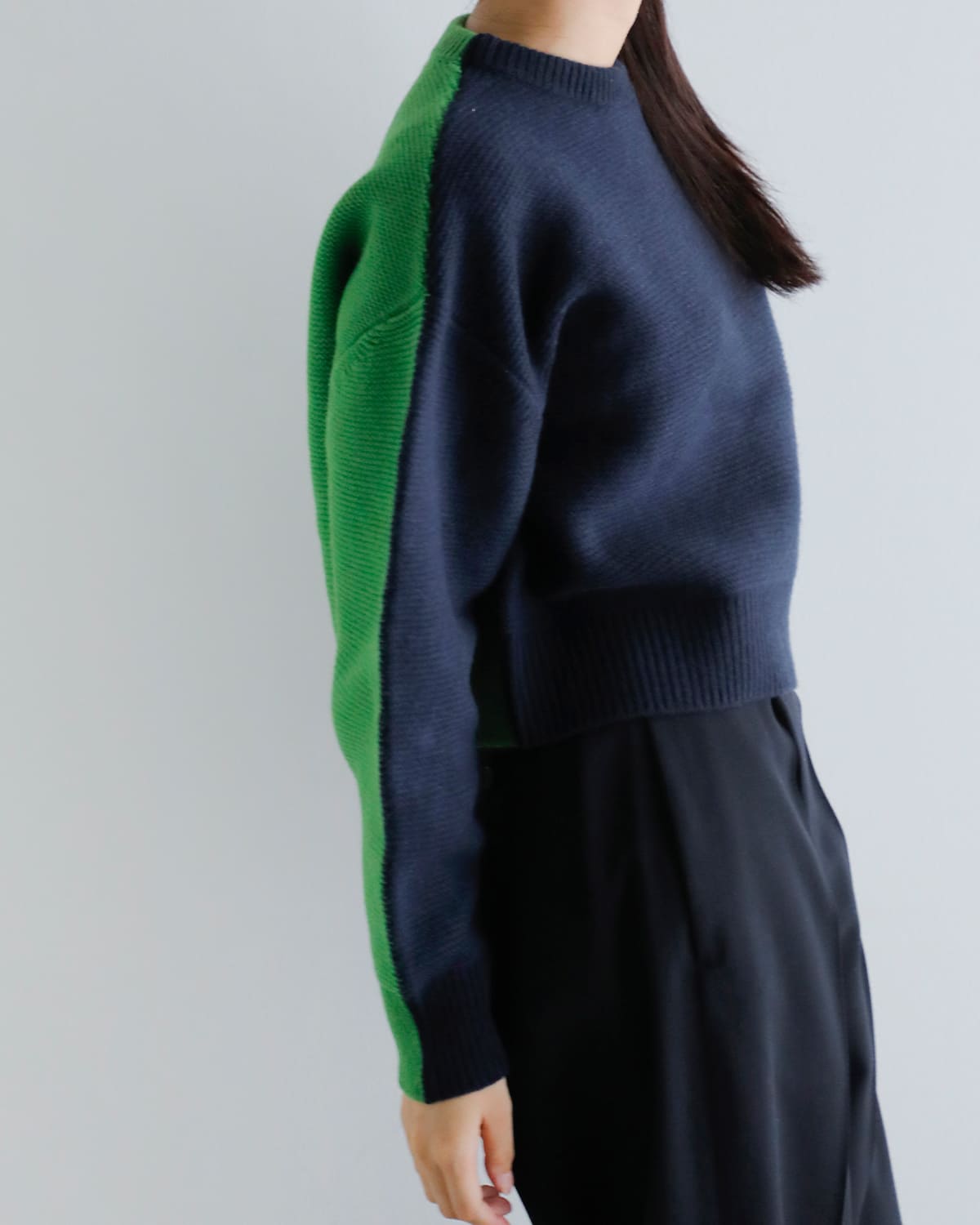 ANNUAL(アニュアル)ウールカシミヤバイカラークルーネックニットプルオーバー “Bi-Color Crew PO” a1205-317po02