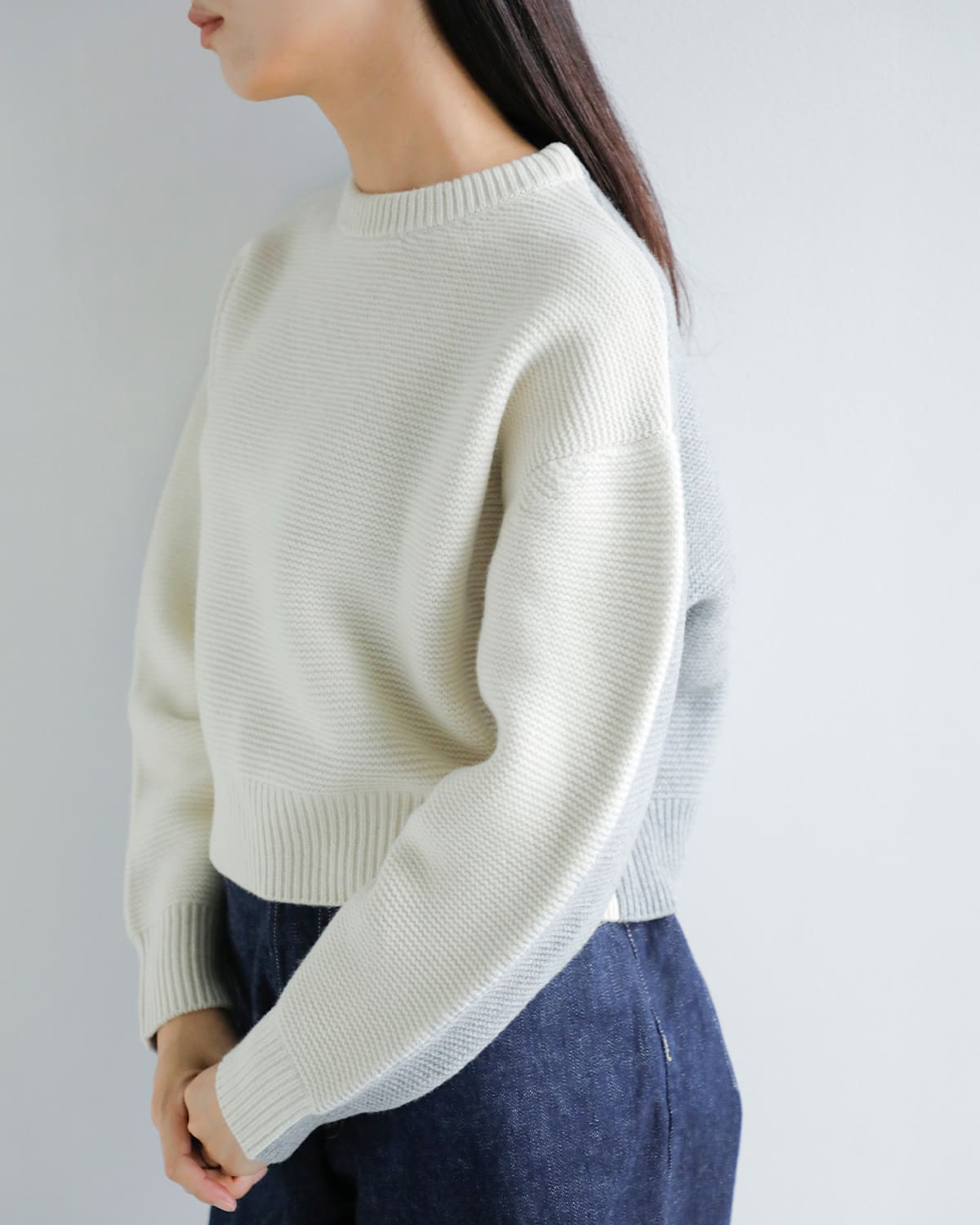 ANNUAL(アニュアル)ウールカシミヤバイカラークルーネックニットプルオーバー “Bi-Color Crew PO” a1205-317po02