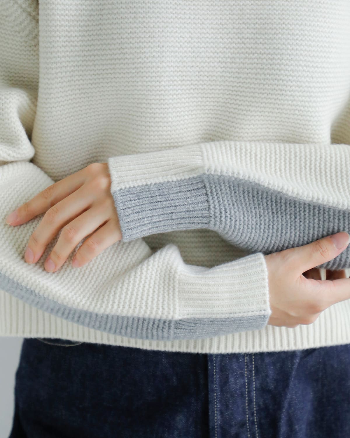 ANNUAL(アニュアル)ウールカシミヤバイカラークルーネックニットプルオーバー “Bi-Color Crew PO” a1205-317po02