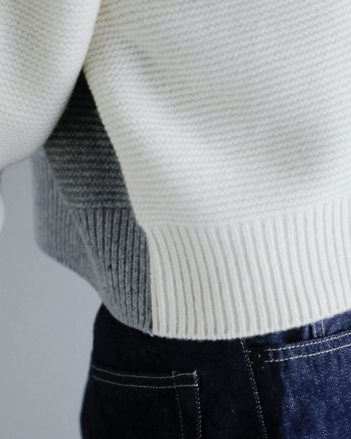 ANNUAL(アニュアル)ウールカシミヤバイカラークルーネックニットプルオーバー “Bi-Color Crew PO” a1205-317po02