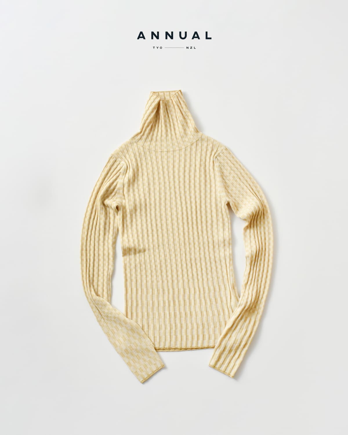 レクト ウールリブニットフーディー ANNUAL アニュアル ウール タートルネック リブ ニット プル
