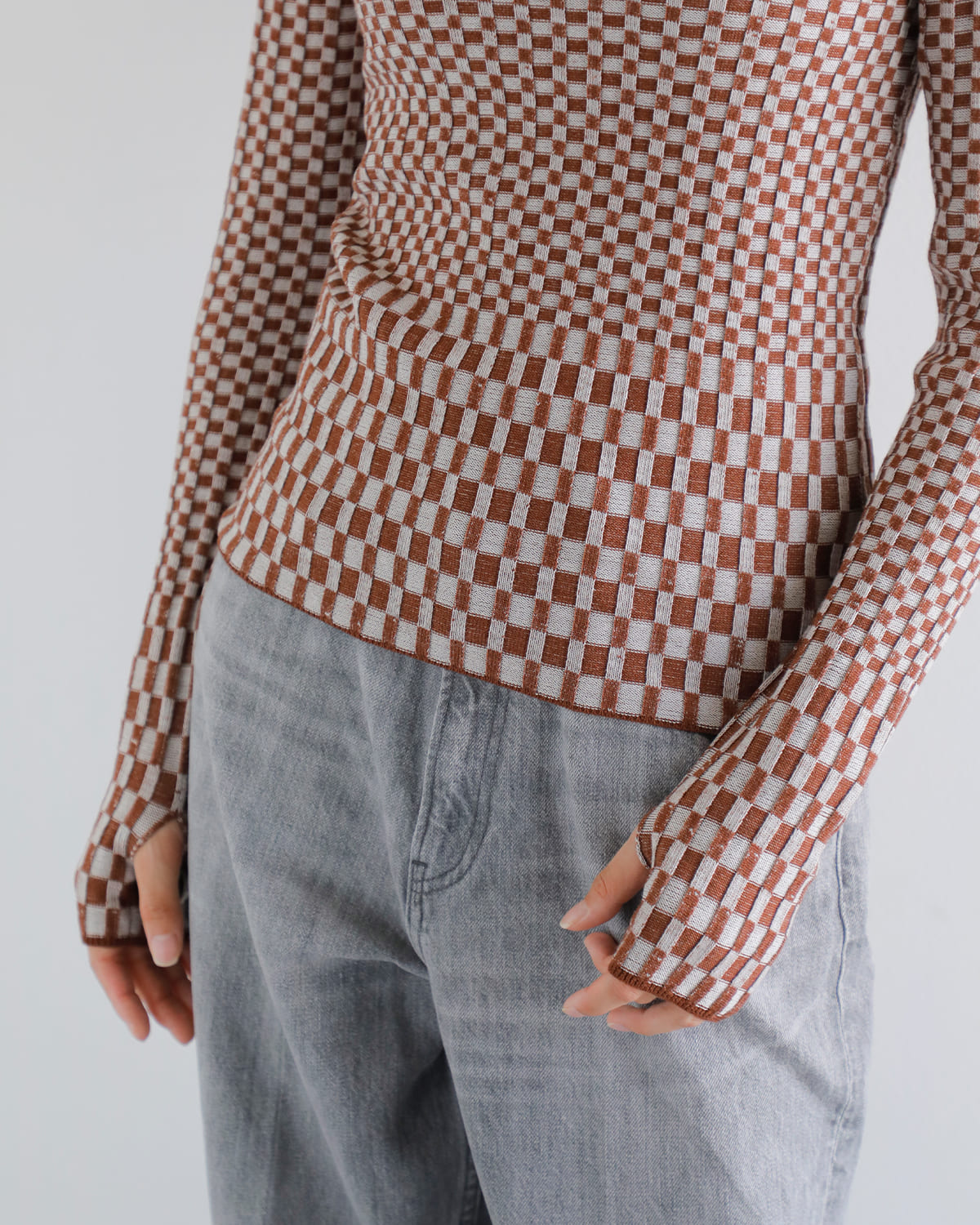 ANNUAL(アニュアル)ウールタートルネックリブニットプルオーバー “Checkered Rib Turtle PO” a1207-317po01