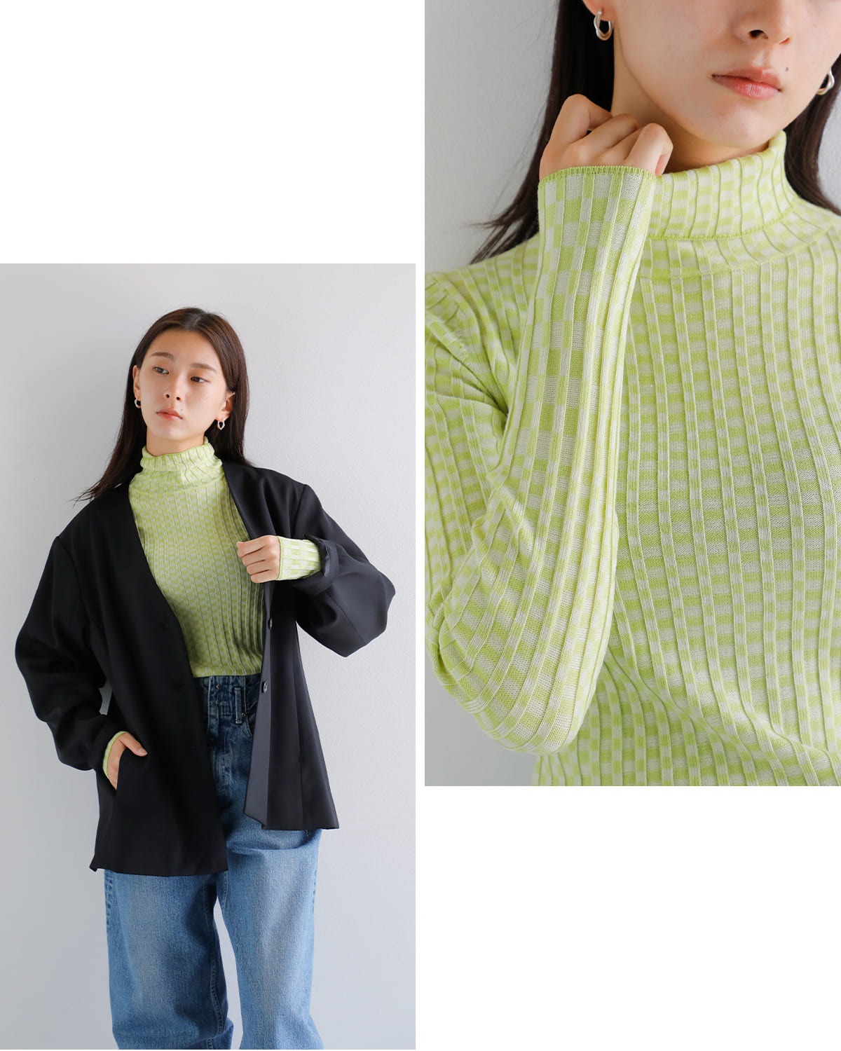 ANNUAL(アニュアル)ウールタートルネックリブニットプルオーバー “Checkered Rib Turtle PO” a1207-317po01