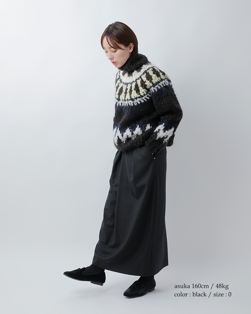 assiette(アシェット)バージンウールストレッチサキソニーアシンメトリーハーフZIPプルオーバーa24-31496-54