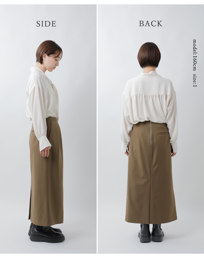 assiette(アシェット)バージンウールストレッチサキソニーアシンメトリーハーフZIPプルオーバーa24-31496-54