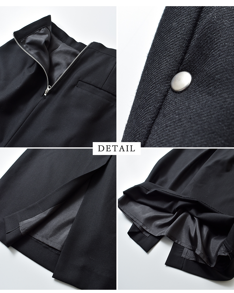 assiette(アシェット)バージンウールストレッチサキソニーアシンメトリーハーフZIPプルオーバーa24-31496-54