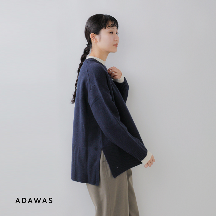 ADAWAS(アダワス)カシミヤブレンドレイヤードトリムプルオーバーadws-501-50