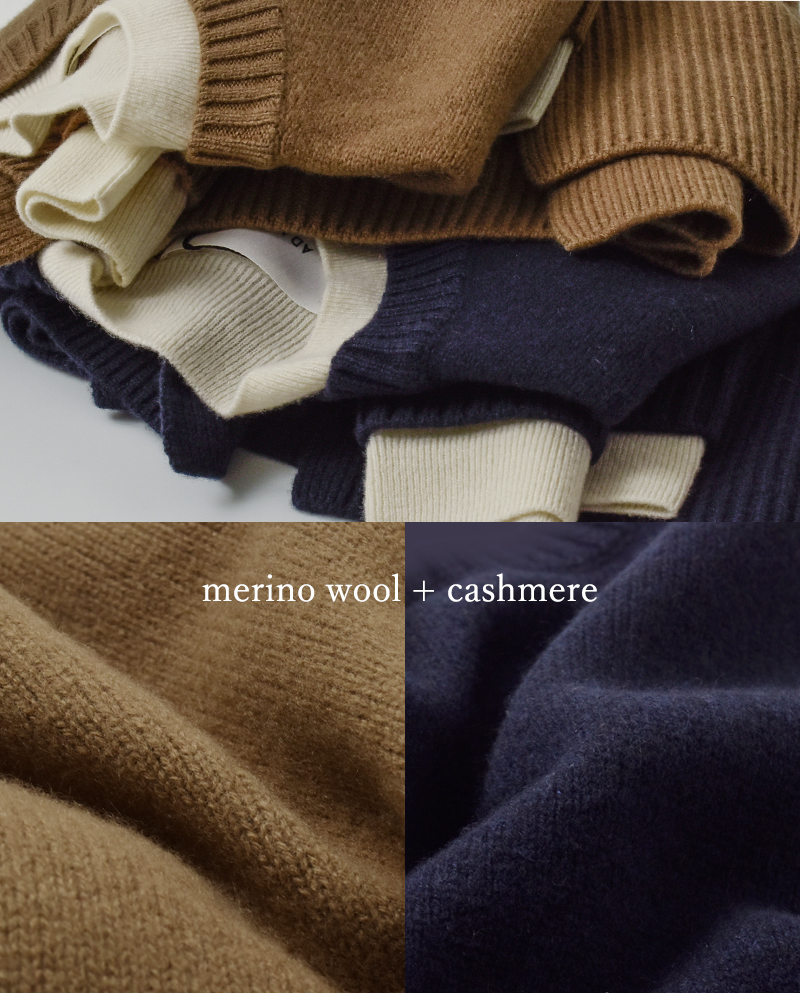 ADAWAS(アダワス)カシミヤブレンドレイヤードトリムプルオーバーadws-501-50