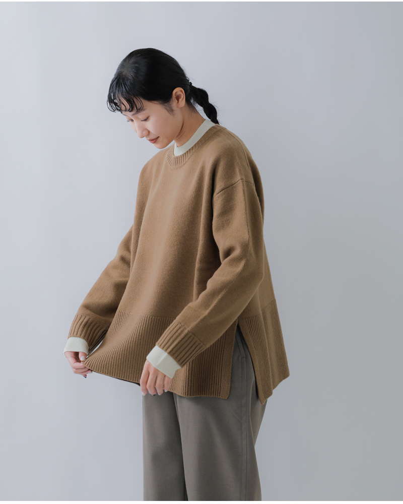 ADAWAS(アダワス)カシミヤブレンドレイヤードトリムプルオーバーadws-501-50
