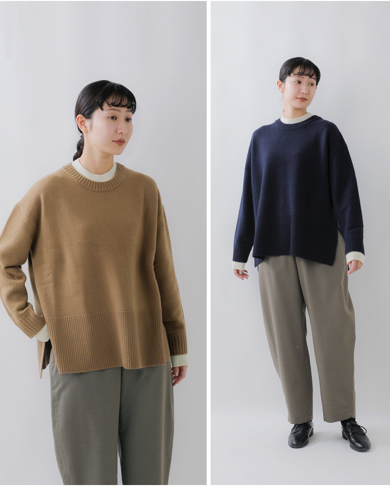 ADAWAS(アダワス)カシミヤブレンドレイヤードトリムプルオーバーadws-501-50