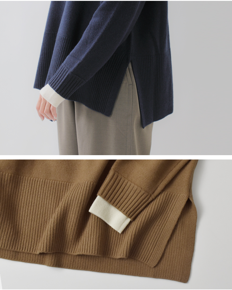 ADAWAS(アダワス)カシミヤブレンドレイヤードトリムプルオーバーadws-501-50