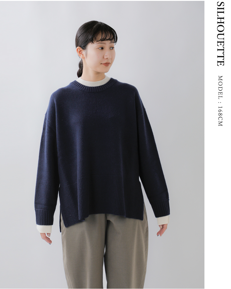 ADAWAS(アダワス)カシミヤブレンドレイヤードトリムプルオーバーadws-501-50