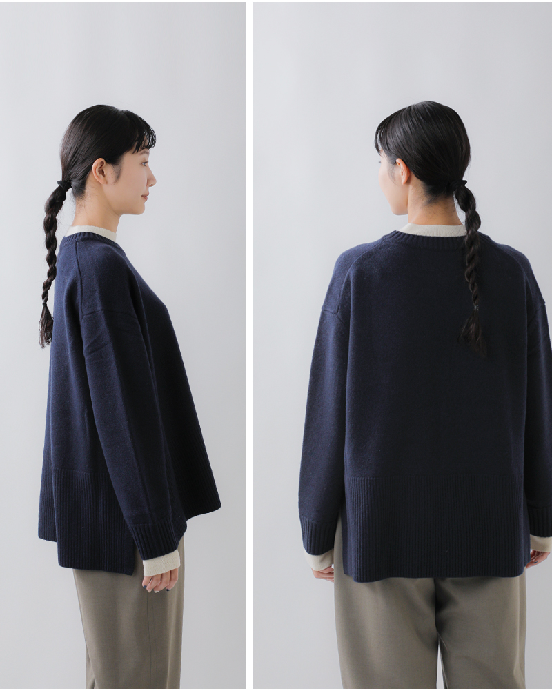 ADAWAS(アダワス)カシミヤブレンドレイヤードトリムプルオーバーadws-501-50