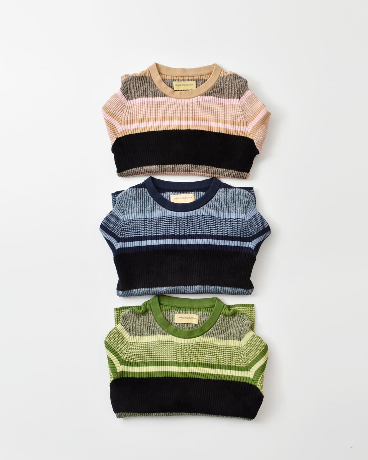AKANE UTSUNOMIYA(アカネウツノミヤ)コットンランダムボーダーニットプルオーバーakes-003 akes-003
