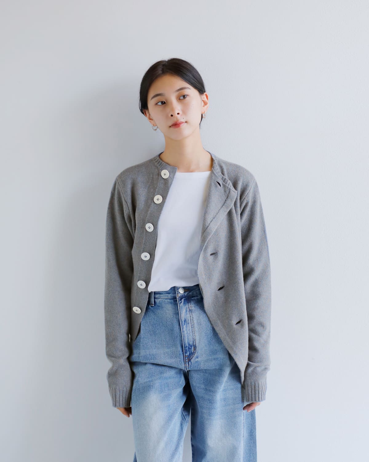 AKANE UTSUNOMIYA(アカネウツノミヤ)スーパーファインラムズウールカシミヤアシンメトリージャケットakes-008 akes-008