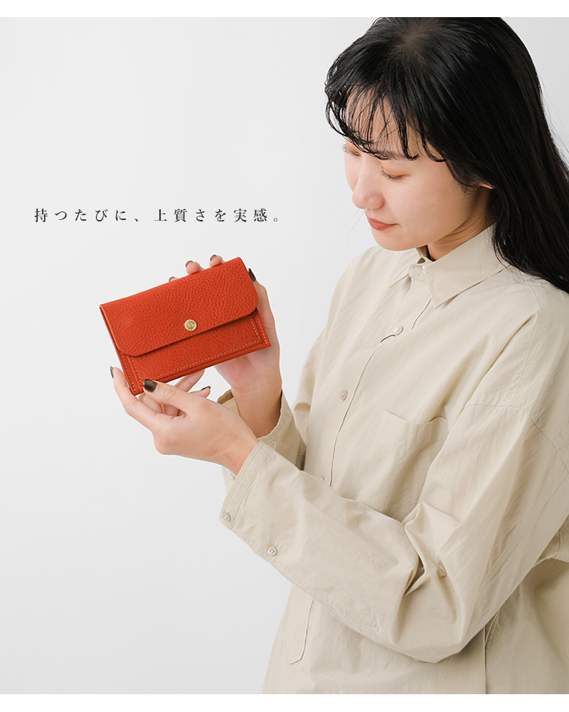 Mimi(ミミ)ソフトグレイニーベジタブルタンニンレザースモールコイン＆カードパースalfie