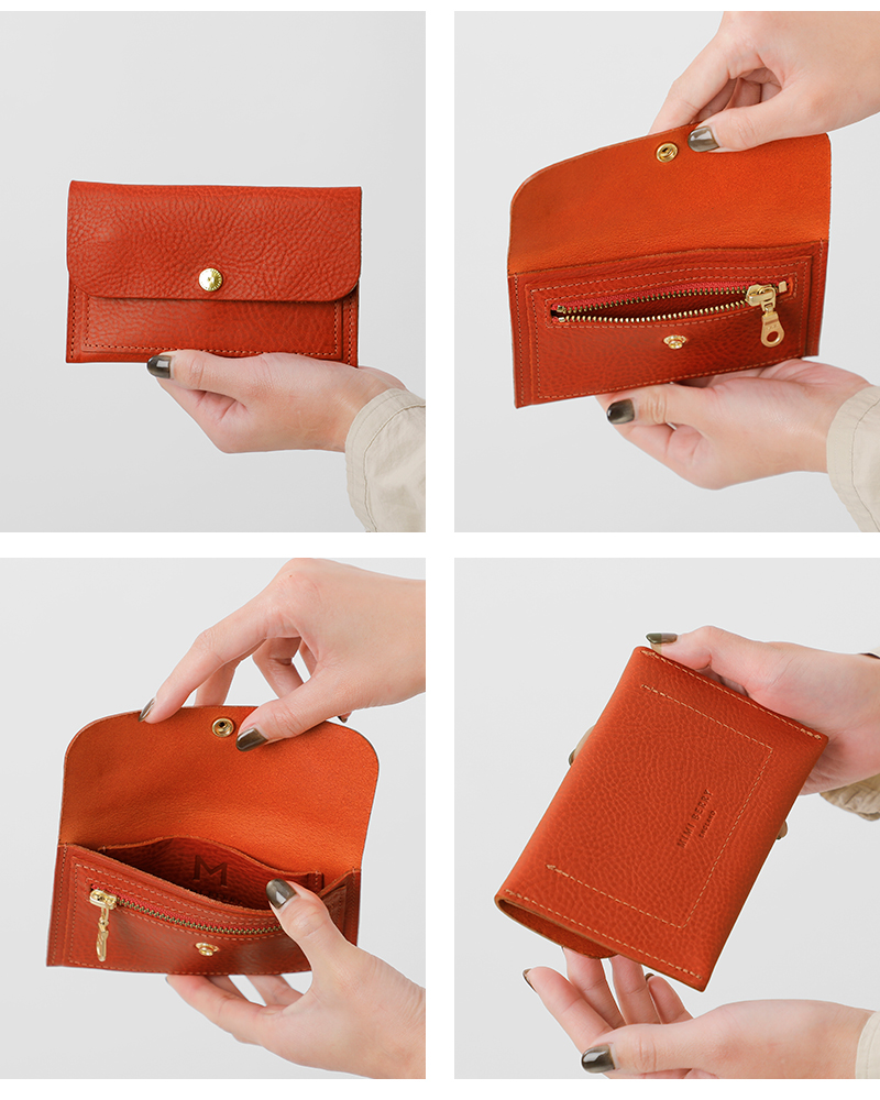 Mimi(ミミ)ソフトグレイニーベジタブルタンニンレザースモールコイン＆カードパースalfie