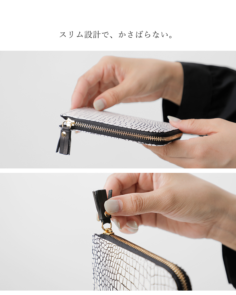 その他 Boo POMTATA ポンタタ カウレザー クロコ型押し Lジップ ショート
