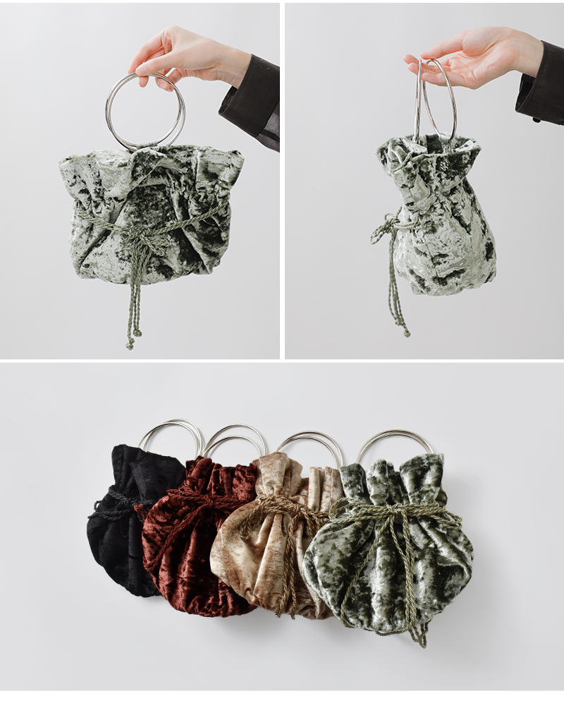 The Bagmati(バグマティ)ベルベットメタルリングハンドルポーチan-241249