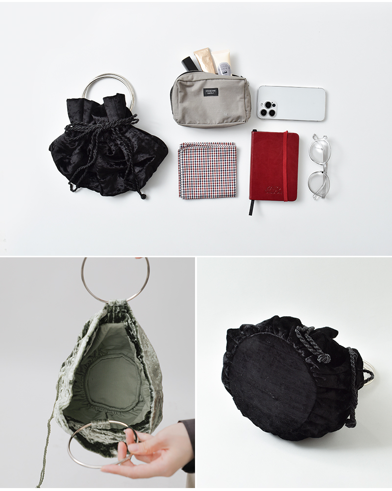 The Bagmati(バグマティ)ベルベットメタルリングハンドルポーチan-241249