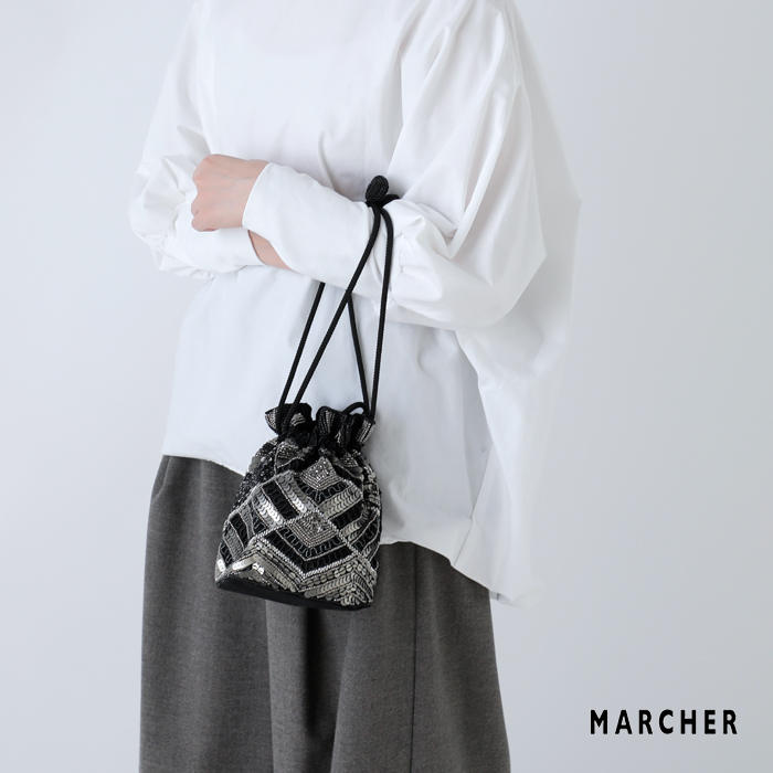 MARCHER(マルシェ)巾着ビーズショルダーバッグbeads-shoulder