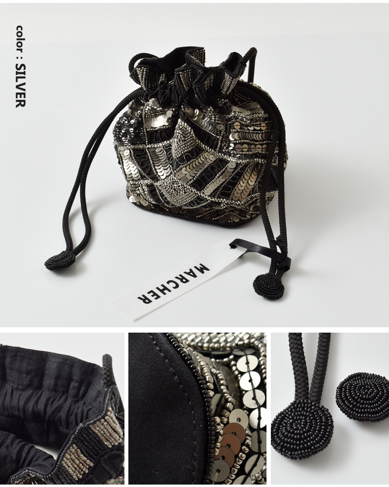 MARCHER(マルシェ)巾着ビーズショルダーバッグbeads-shoulder