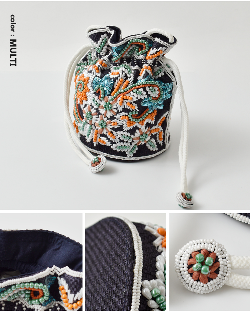 MARCHER(マルシェ)巾着ビーズショルダーバッグbeads-shoulder