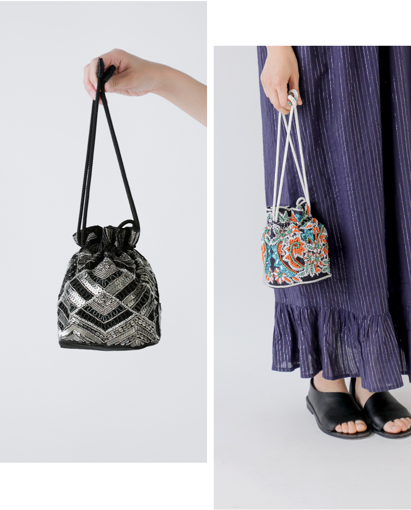 MARCHER(マルシェ)巾着ビーズショルダーバッグbeads-shoulder