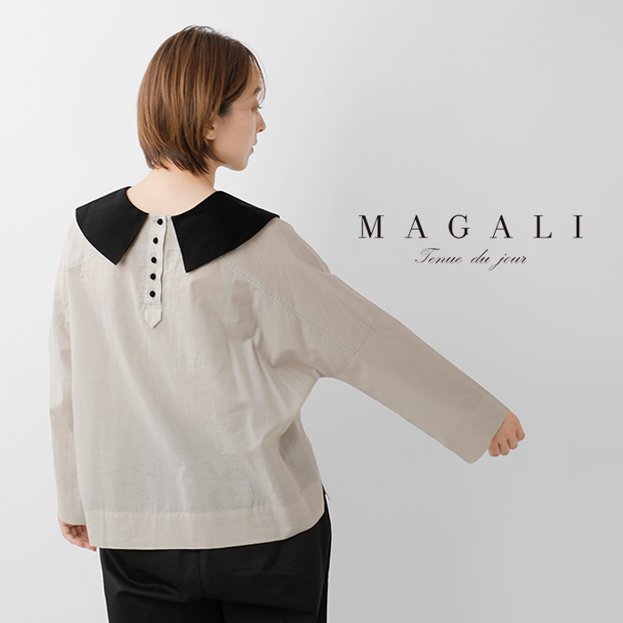 MAGALI マガリ コットン シルク ビッグカラー プルオーバー