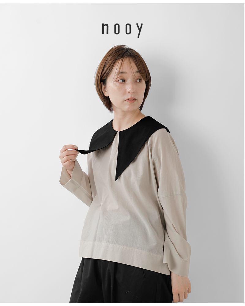 MAGALI コットンスウェット　スイッチングプルオーバー　ブラック　新品 コットンスウェット・スイッチングプルオーバー／カフェオレ