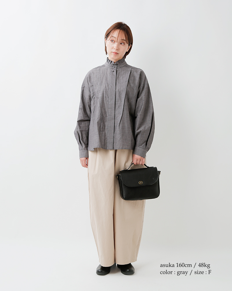 MAGALI(マガリ)コットンリネンシャンブレーラッフルカラーブラウスbl271