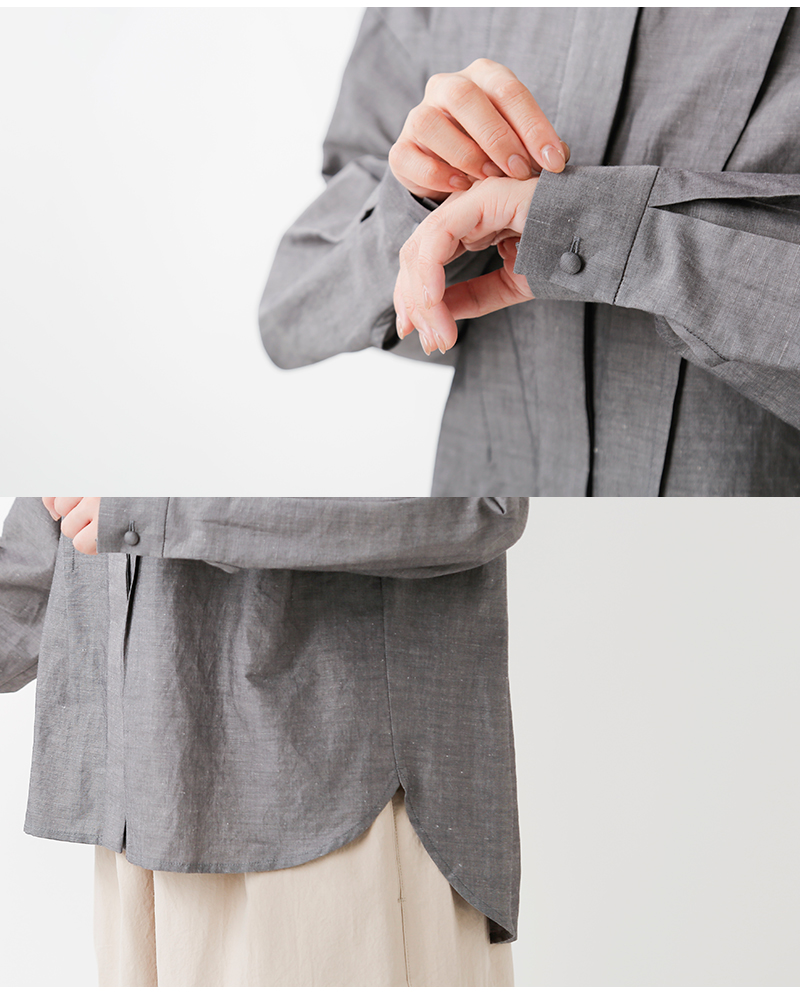 MAGALI(マガリ)コットンリネンシャンブレーラッフルカラーブラウスbl271