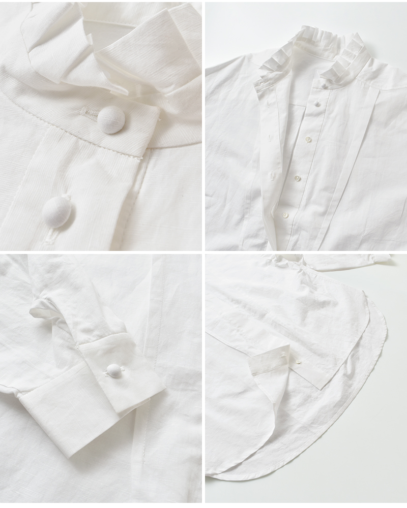 MAGALI(マガリ)コットンリネンシャンブレーラッフルカラーブラウスbl271