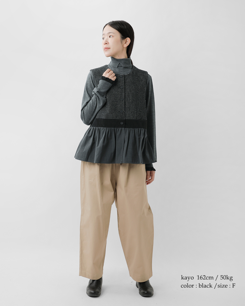 MAGALIピンドット ツイード ヴィンテージ ジレ bl272