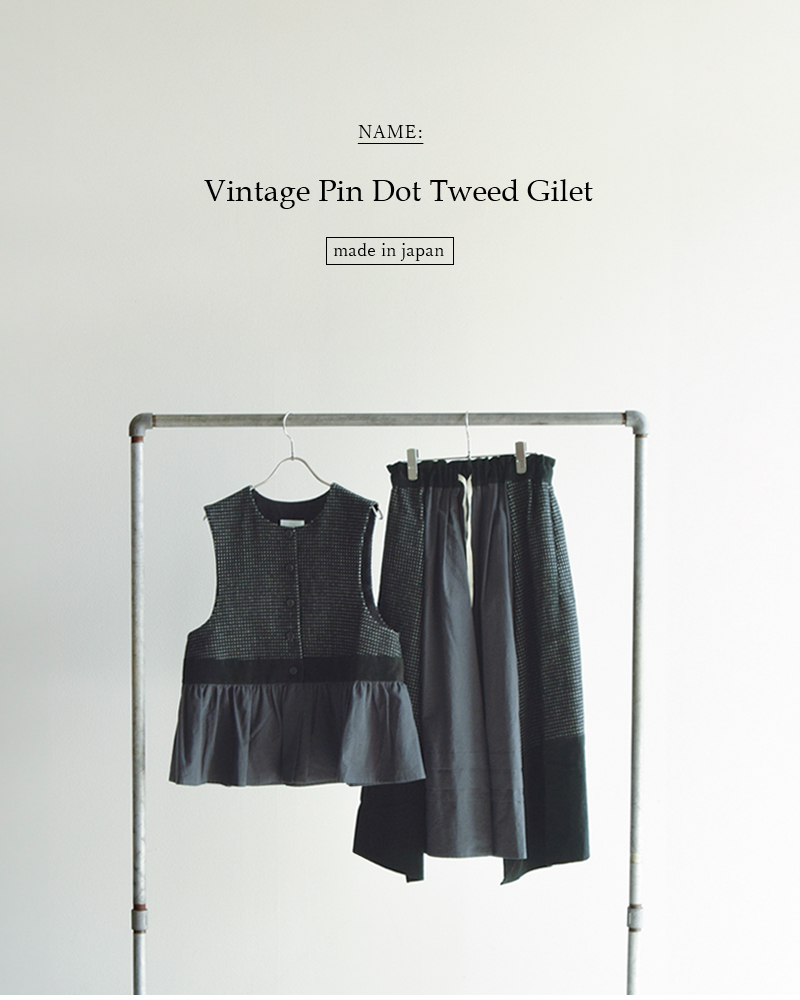 MAGALIピンドット ツイード ヴィンテージ ジレ bl272