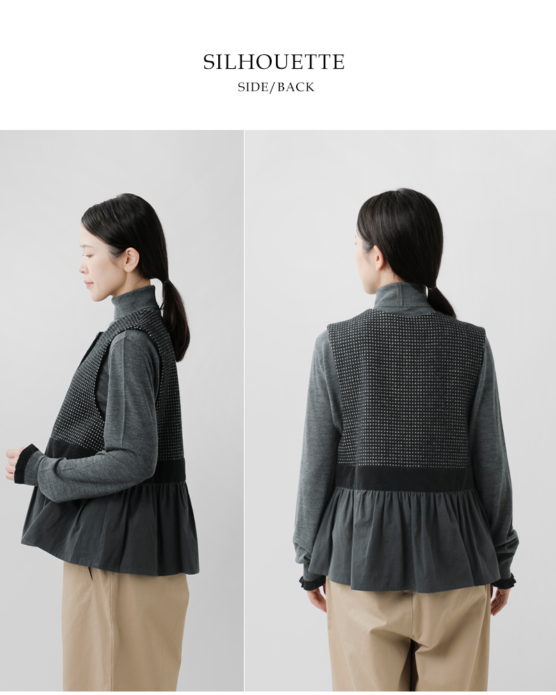 MAGALIピンドット ツイード ヴィンテージ ジレ bl272